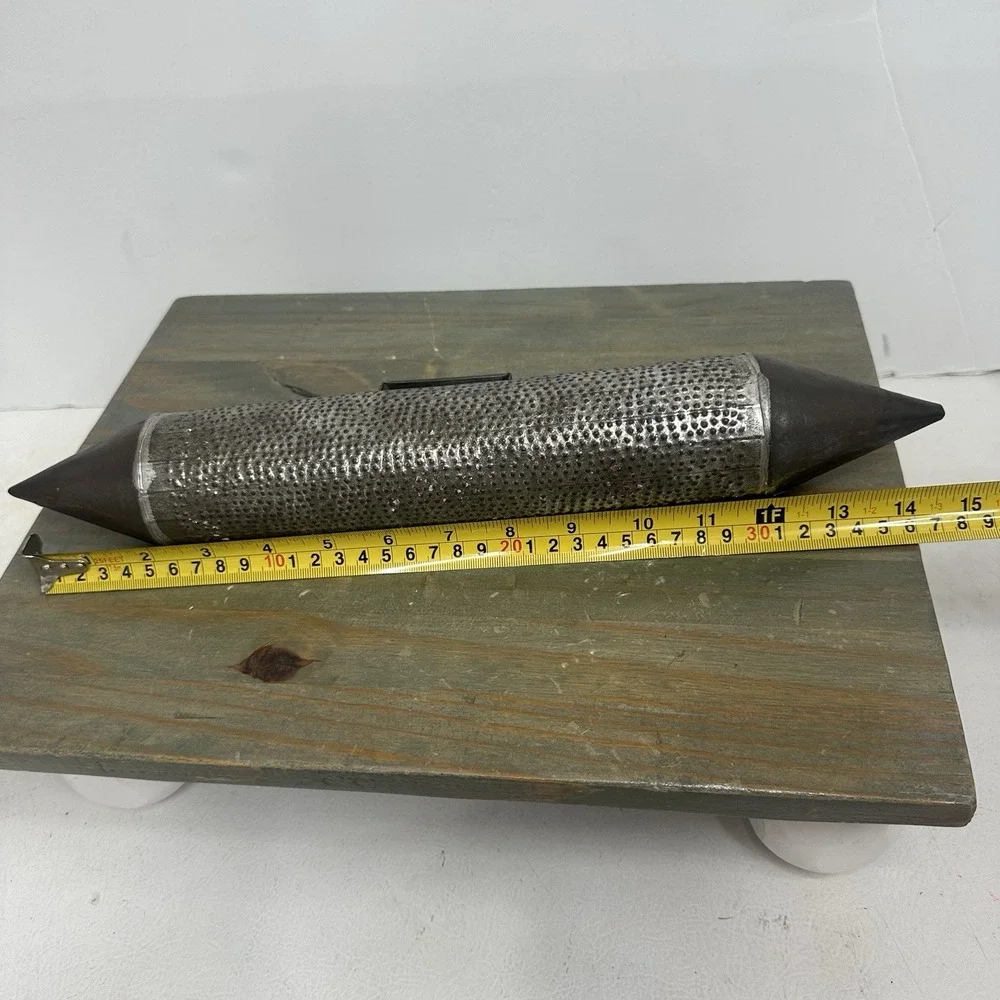 Vintage Latin Percussion Instrument Guira Torpedo Guiro Metal Tin Can Handle 15